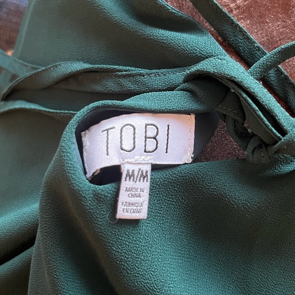 Event dress by Tobi. Floor length, forest green with high slit & lace up back. - Picture 4 of 7